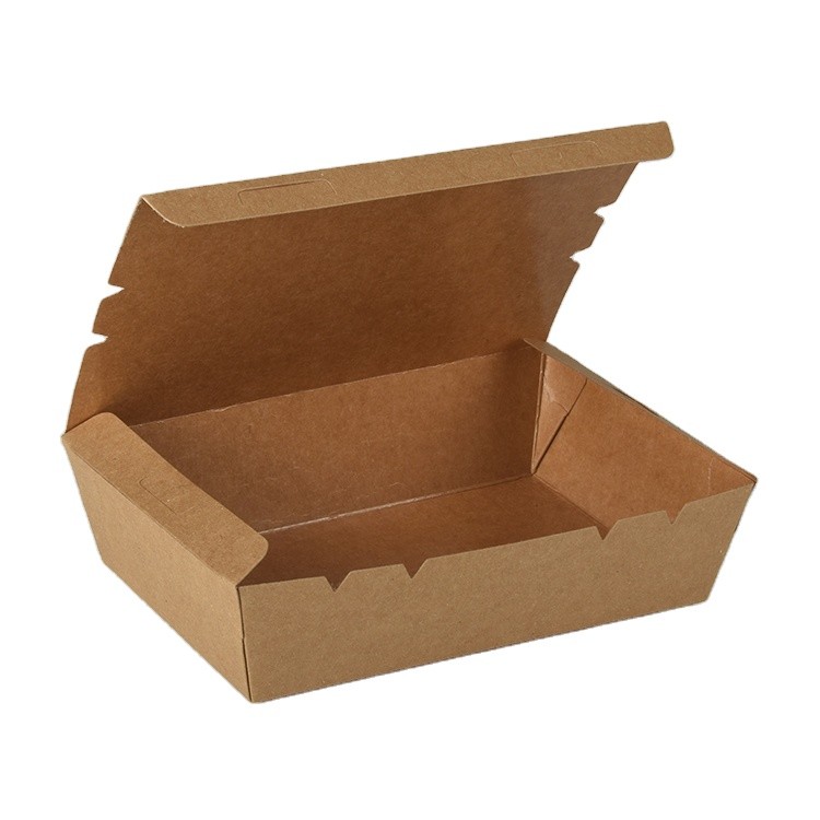 Eco-friendly Wholesale Kraft Takeout Food Packaging Box Disposable Paper Lunch Box